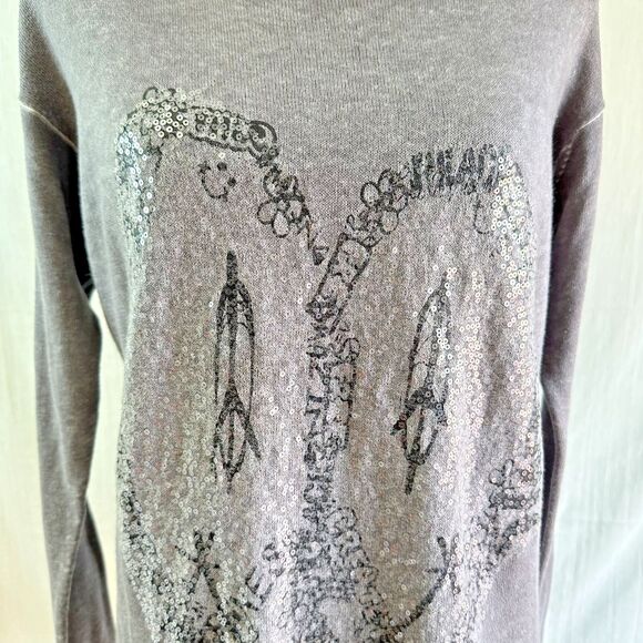 Princess Goes Hollywood Cotton/Cashmere Taupe Sequined Hearts Sweater Sz 8/38 - Picture 2 of 12